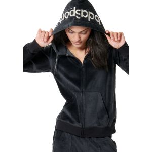 Body Action Velour Hoodie Women's Jacket 071417-01-Black