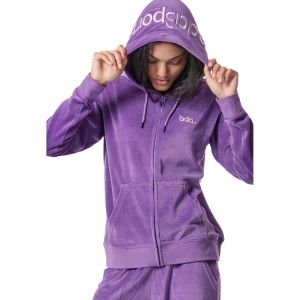 Body Action Velour Hoodie Women's Jacket 071417-01-PurpleSaphire