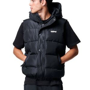 Body Action Hooded Puffer Men's Vest 073425-01-Black